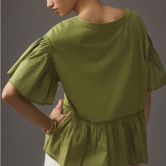 NWOT Anthropologie Baby Doll Peplum Top in Dried Herbs. Size Small - Picture 3 of 8